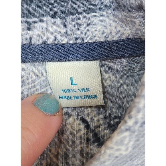 Caribbean Hawaiian Button Up Down Shirt Bamboo Wood Buttons Large L Silk - Picture 3 of 8